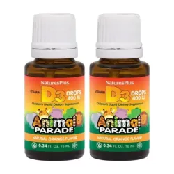 Natures Plus animal parade vit. D3 gotas Duplo, 2 x 10 ml.