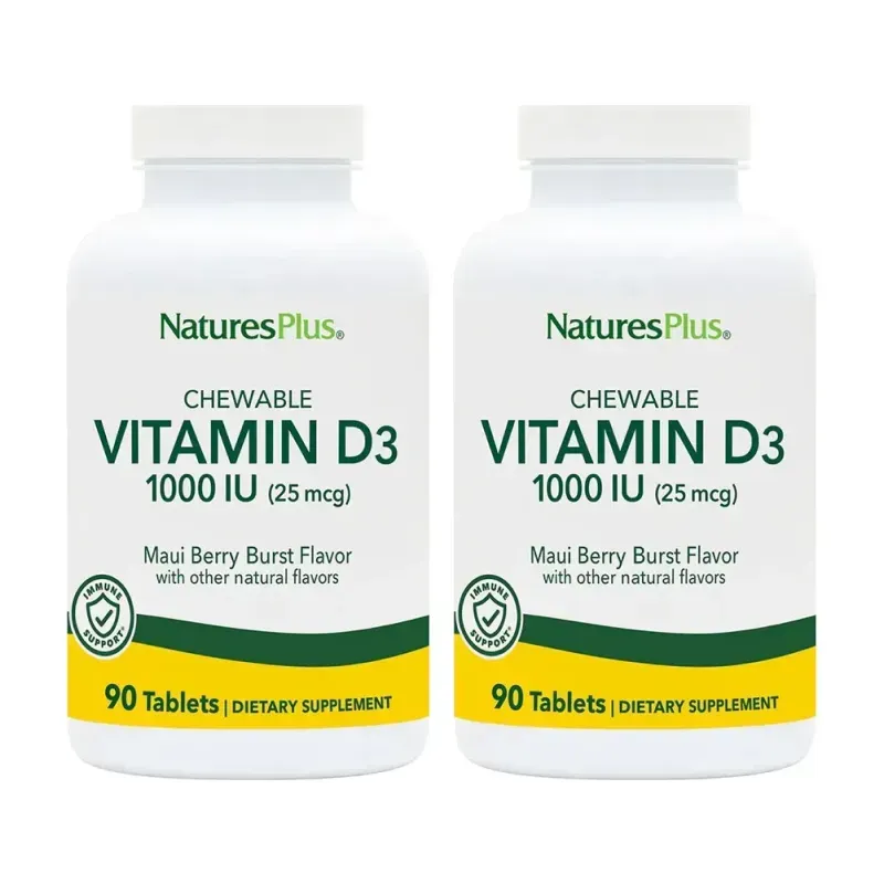 Natures Plus Vitamina D3 1000 UI Duplo, 2 x 90 Comp. Mast. | Farmacia Barata Natures Plus Vitamina D3 1000 UI Duplo, 2 x 90 Comp. Mast. | Farmacia Barata