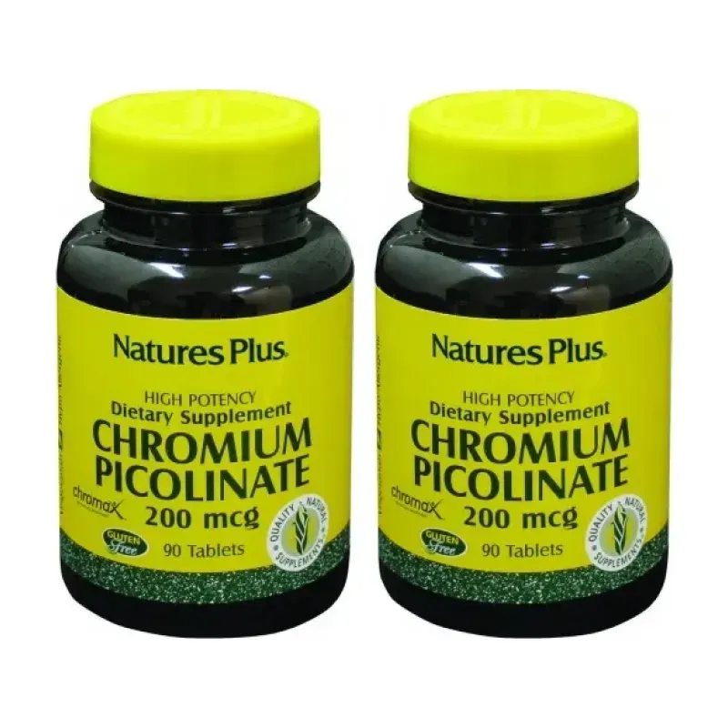 Natures Plus Picolinato de Cromo Duplo, 2 x 90 Comp. | Farmacia Barata