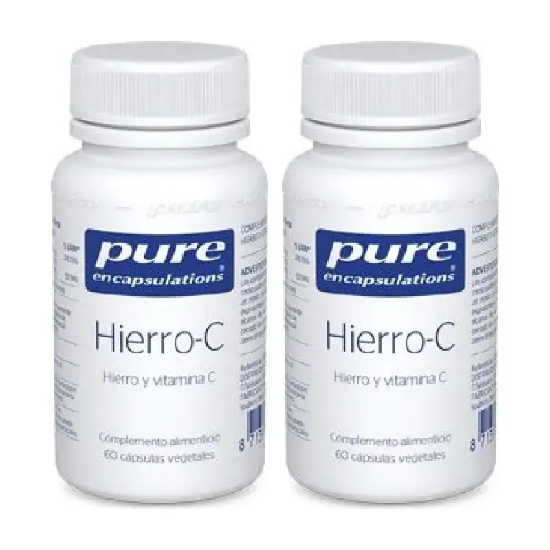 Pure Hierro-C Duplo, 2 x 60 Cápsulas Vegetales | Farmacia Barata Pure Hierro-C Duplo, 2 x 60 Cápsulas Vegetales | Farmacia Barata