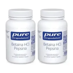 Pure Betaina HCl Pepsina Duplo, 2 x 90 Cápsulas Vegetales