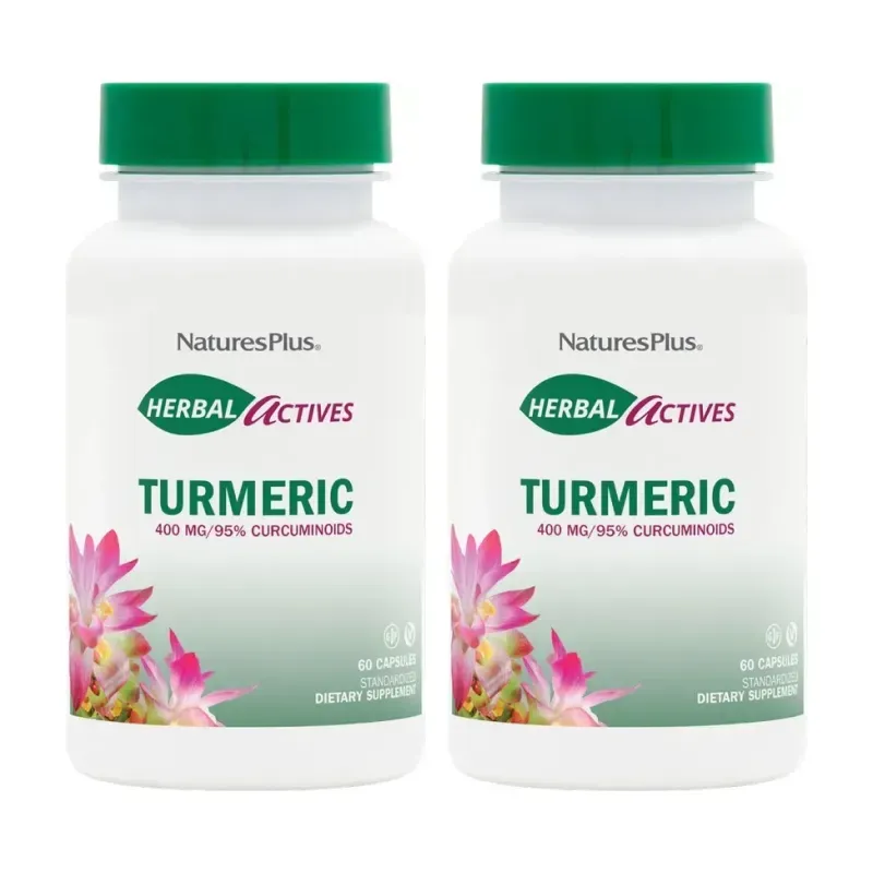Natures Plus Curcuma (Turmeric) 400mg Duplo, 2 x 60 cápsulas. | Farmacia Barata