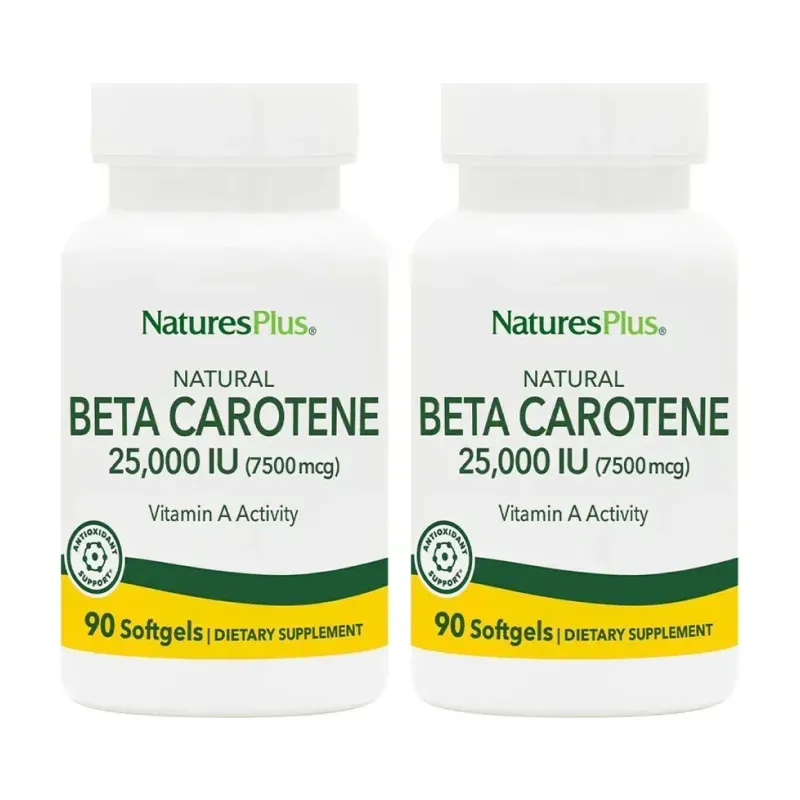 Natures Plus Natural Beta Carotene Duplo, 2 x 90 perlas. | Farmacia Barata