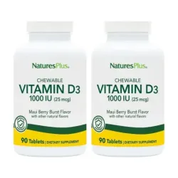 Natures Plus Vitamina D3 1000 UI Duplo, 2 x 90 Comp. Mast. | Farmacia Barata Natures Plus Vitamina D3 1000 UI Duplo, 2 x 90 Comp. Mast. | Farmacia Barata