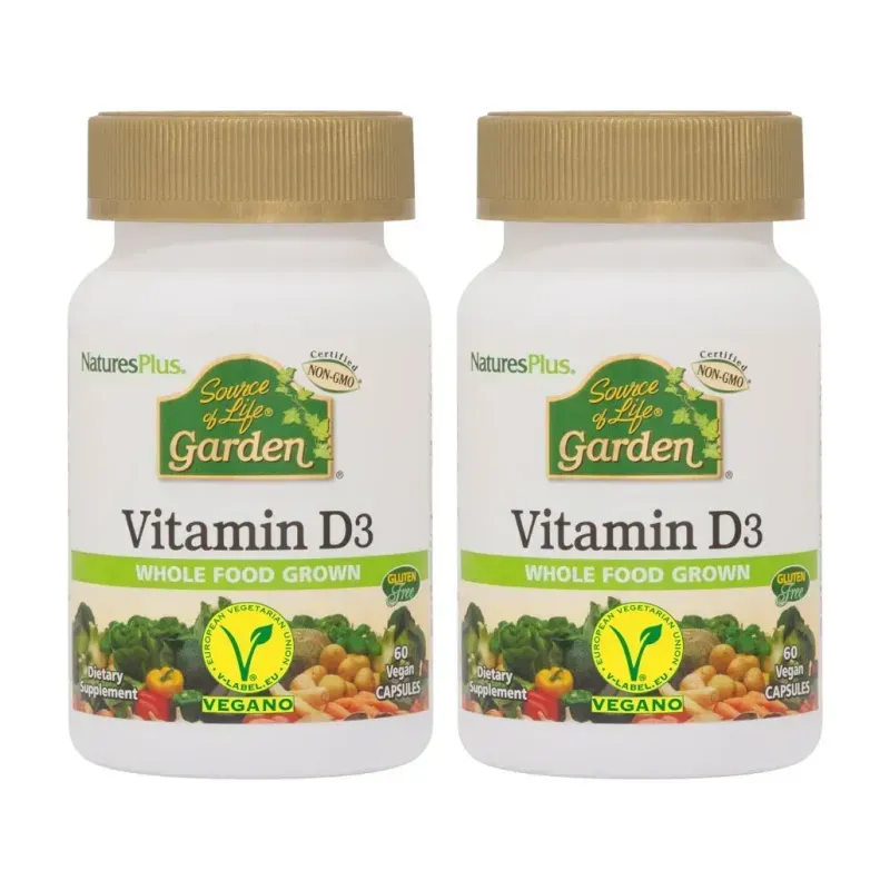 Natures Plus Garden Vitamina D3 Duplo, 2 x 60 caps | Farmacia Barata