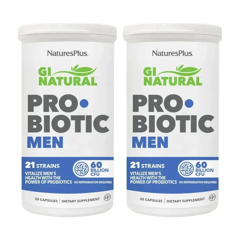 Natures Plus GI Natural Probiotic Men Duplo, 2 x 30 Caps. | Farmacia Barata