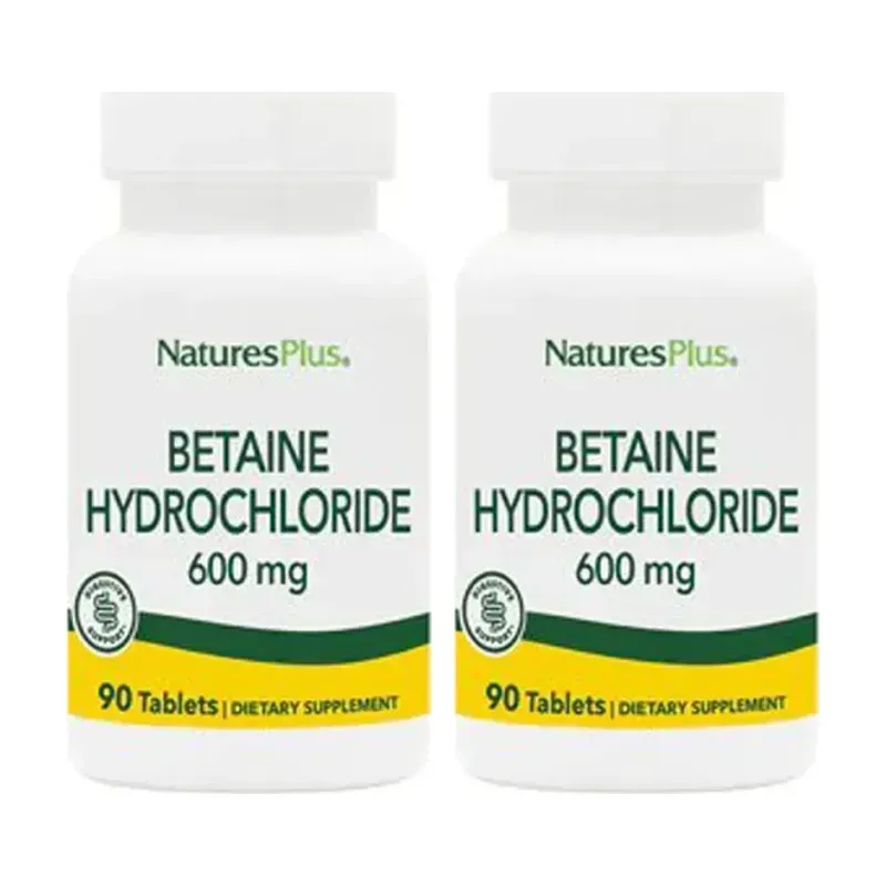 Natures Plus Betaina HCL 600 mg Duplo, 2 x 90 Comp. | Farmacia Barata
