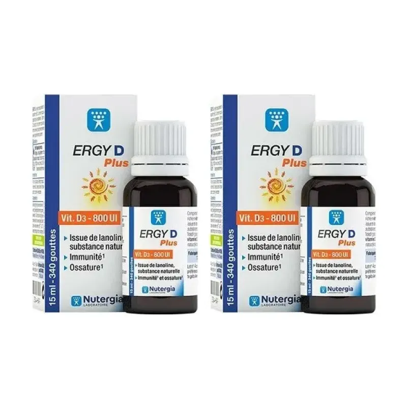 Nutergia Ergy D Plus Vit. D3 800 ui Duplo, 2 x 15 ml. | Farmacia Barata