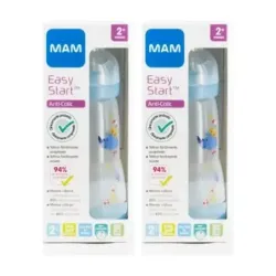 MAM Biberon easy start anticólico azul Duplo, 2 x 260 ml