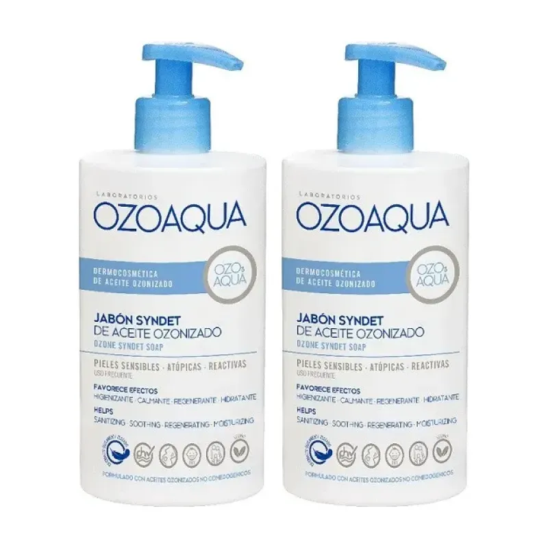 Ozoaqua jabón syndet aceite ionizado Duplo, 2 x 1 litro | Farmacia Barata Ozoaqua jabón syndet aceite ionizado Duplo, 2 x 1 litro | Farmacia Barata