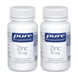 Pure Zinc 15 mg Duplo, 2 x 60 Cápsulas Vegetales