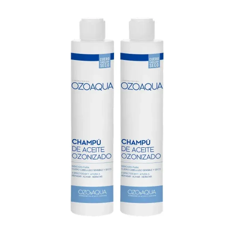 Ozoaqua Champu de Aceite Ozonizado Sensible y Seco Duplo, 2 x 250 ml | Farmacia Barata