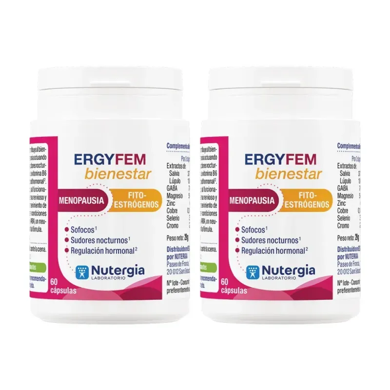 Nutergia Ergyfem Bienestar Duplo, 2 x 60 cápsulas | Farmacia Barata Nutergia Ergyfem Bienestar Duplo, 2 x 60 cápsulas | Farmacia Barata