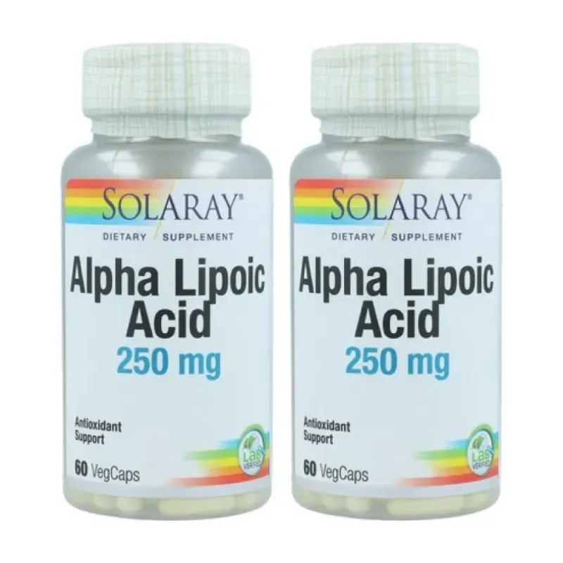 Solaray Alpha Lipoic Acid 250 mg Duplo, 2 x 60 cápsulas vegetales | Farmacia Barata