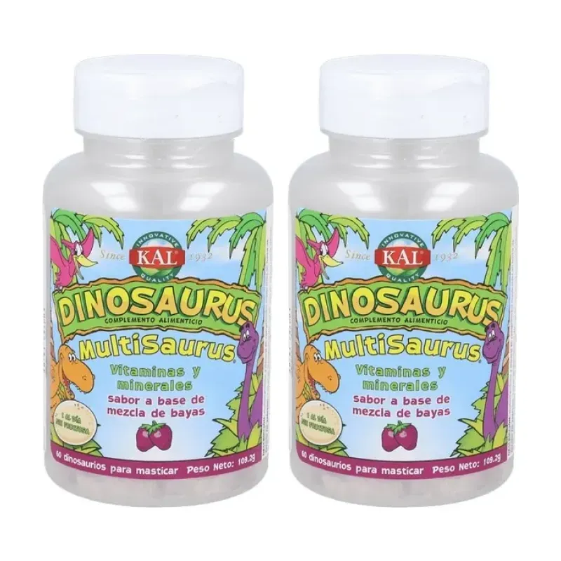 KAL Multisaurus Duplo, 2 x 60 dinosaurios masticables | Farmacia Barata