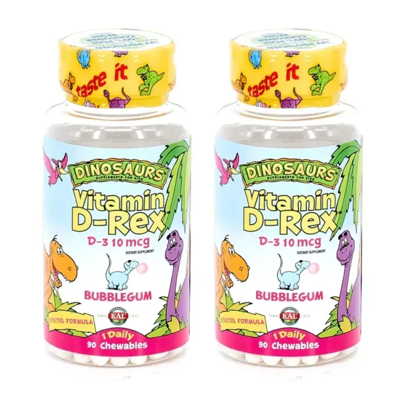 KAL Rex Vitamin D 400UI Duplo, 2 x 90 dinos. Masticables | Farmacia Barata
