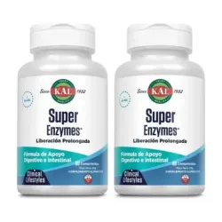KAL Super Enzymes Duplo, 2 x 60 comprimidos bicapa.