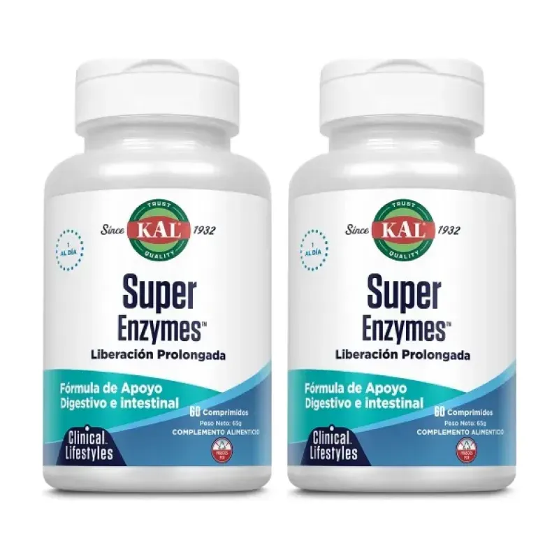 KAL Super Enzymes Duplo, 2 x 60 comprimidos bicapa. | Farmacia Barata KAL Super Enzymes Duplo, 2 x 60 comprimidos bicapa. | Farmacia Barata