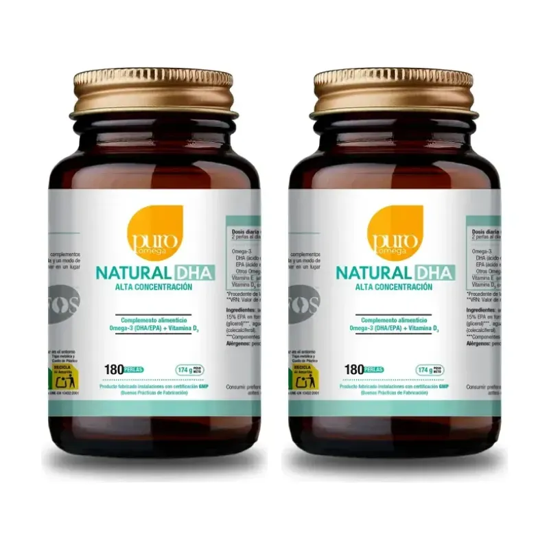 Puro Omega Natural DHA Alta concentración Duplo, 2 x 180 perlas | Farmacia Barata Puro Omega Natural DHA Alta concentración Duplo, 2 x 180 perlas | Farmacia Barata