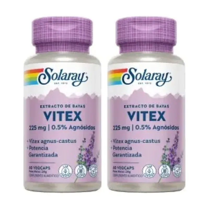 Solaray Vitex (Sauzgatillo) Duplo, 2 x 60 cápsulas veganas | Farmacia Barata Solaray Vitex (Sauzgatillo) Duplo, 2 x 60 cápsulas veganas | Farmacia Barata