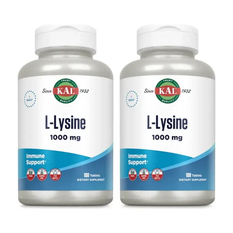 Kal L-Lysine 1000mg Duplo, 2 x 100 comprimidos | Farmacia Barata Kal L-Lysine 1000mg Duplo, 2 x 100 comprimidos | Farmacia Barata