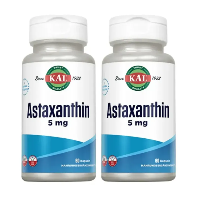 KAL Astaxanthin 5 mg Duplo, 2 x 60 cápsulas | Farmacia Barata
