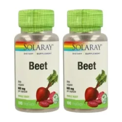 Solaray Beet Root (Remolacha) Duplo, 2 x 100 cápsulas vegetales