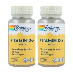 Solaray Vitamina D3 400 UI Duplo, 2 x 120 Perlas
