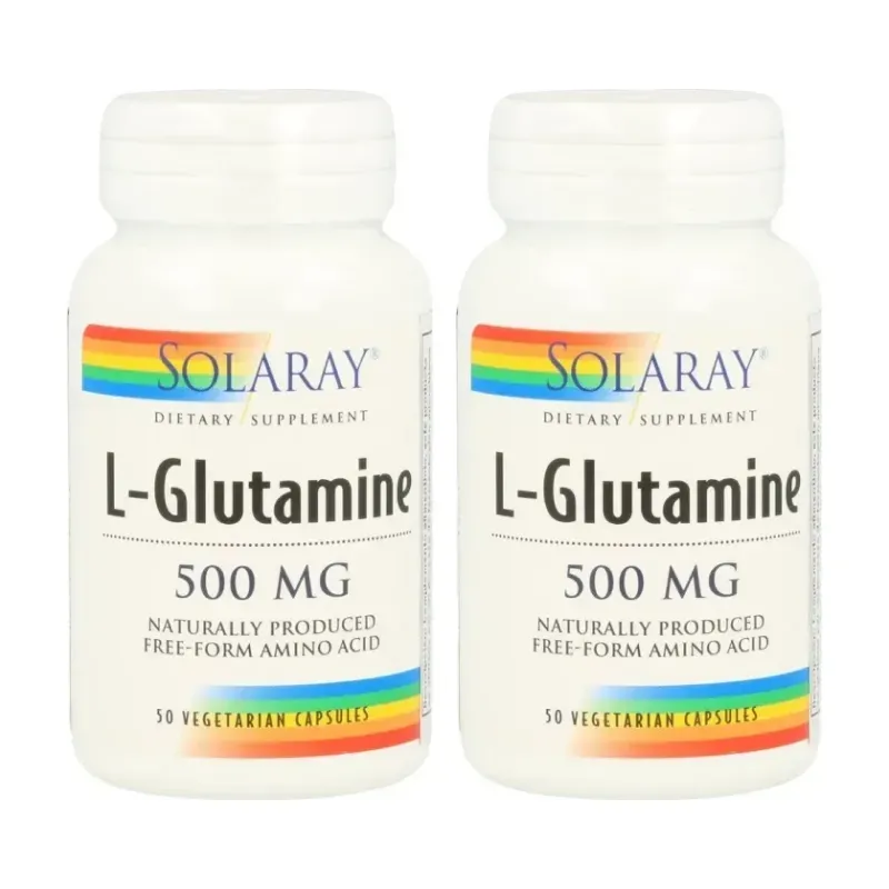Solaray L-Glutamina 500 mg Duplo, 2 x 50 cápsulas vegetales | Farmacia Barata