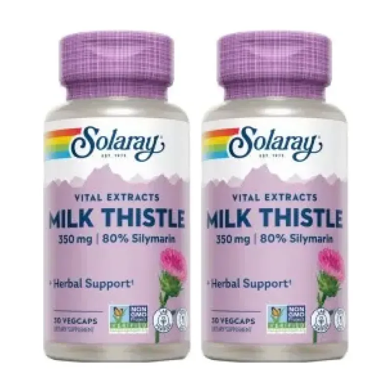 Solaray Milk Thistle Duplo, 2 x 30 cápsulas veganas | Farmacia Barata
