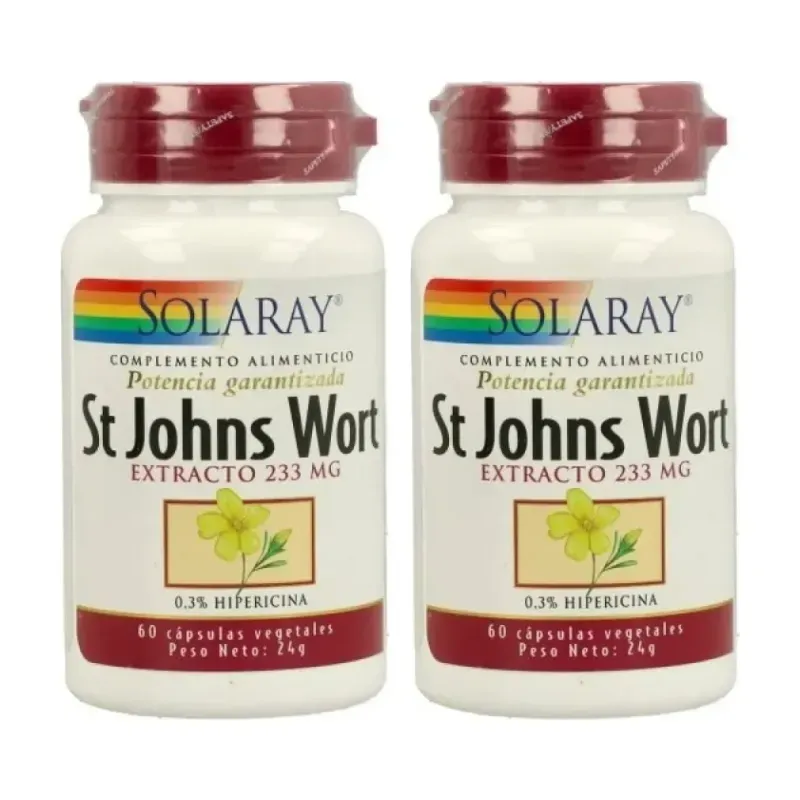Solaray St. John's Wort Duplo, 2 x 60 cápsulas vegetales | Farmacia Barata