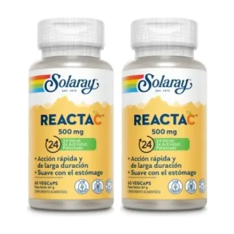 Solaray Reacta C 500 mg Duplo, 2 x 60 cápsulas veganas | Farmacia Barata