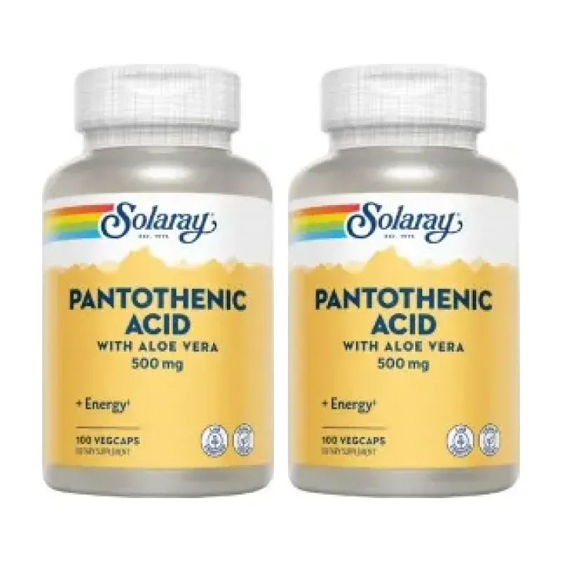Solaray Pantothenic Acid 500 mg Duplo, 2 x 100 cápsulas veganas | Farmacia Barata Solaray Pantothenic Acid 500 mg Duplo, 2 x 100 cápsulas veganas | Farmacia Barata