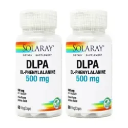 Solaray DLPA DL-Phenylalanine 500 mg Duplo, 2 x 60 cápsulas vegetales