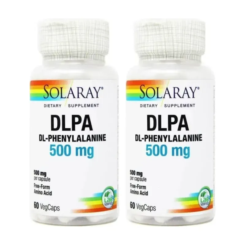 Solaray DLPA DL-Phenylalanine 500 mg Duplo, 2 x 60 cápsulas vegetales | Farmacia Barata Solaray DLPA DL-Phenylalanine 500 mg Duplo, 2 x 60 cápsulas vegetales | Farmacia Barata