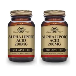 Solgar Ácido Alfa Lipoico 200 mg Duplo, 2 x 50 Cápsulas Vegetales.