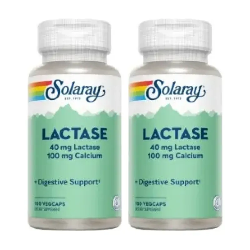 Solaray Lactase 40 mg 4000 FCC Duplo, 2 x 100 cápsulas vegetales | Farmacia Barata