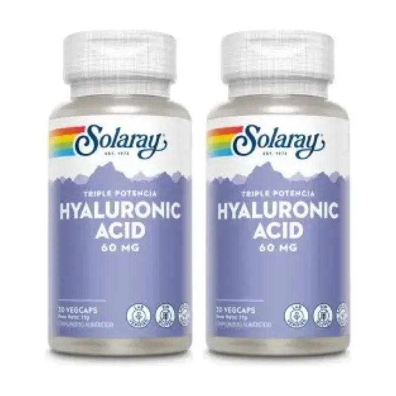 Solaray Hyaluronic Acid 60 mg Duplo, 2 x 30 cápsulas veganas | Farmacia Barata Solaray Hyaluronic Acid 60 mg Duplo, 2 x 30 cápsulas veganas | Farmacia Barata