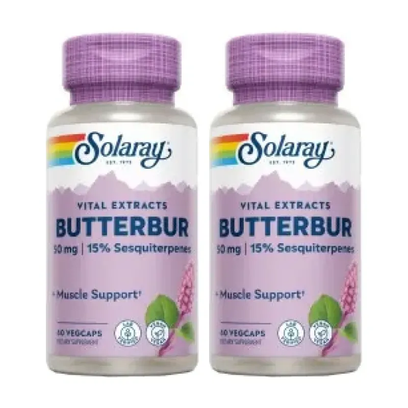 Solaray Butterbur (Petasita) 50 mg Duplo, 2 x 60 cápsulas veganas | Farmacia Barata Solaray Butterbur (Petasita) 50 mg Duplo, 2 x 60 cápsulas veganas | Farmacia Barata