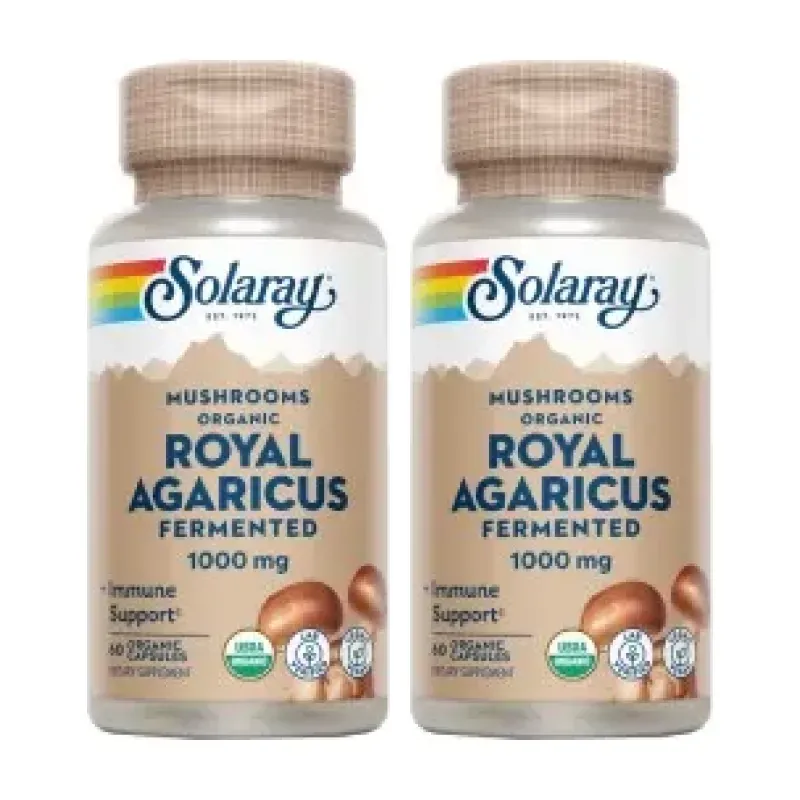 Solaray Royal Agaricus 500 mg Duplo, 2 x 60 cápsulas veganas | Farmacia Barata