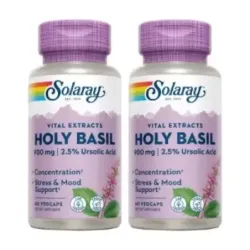 Solaray Holly Basil 900 mg Duplo, 2 x 60 cápsulas vegetales