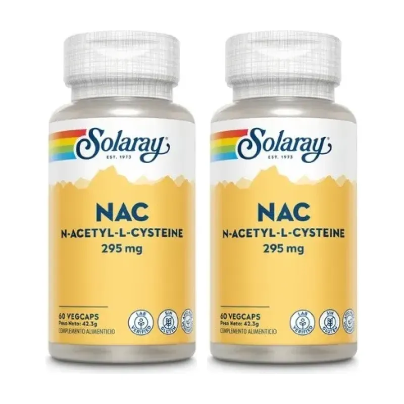 Solaray NAC 295 mg Duplo, 2 x 60 cápsulas vegetales | Farmacia Barata Solaray NAC 295 mg Duplo, 2 x 60 cápsulas vegetales | Farmacia Barata