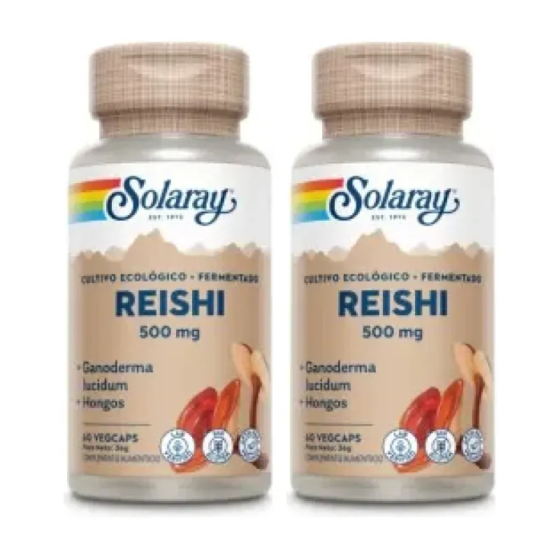 Solaray Reishi 500 mg Duplo, 2 x 60 cápsulas vegetales | Farmacia Barata