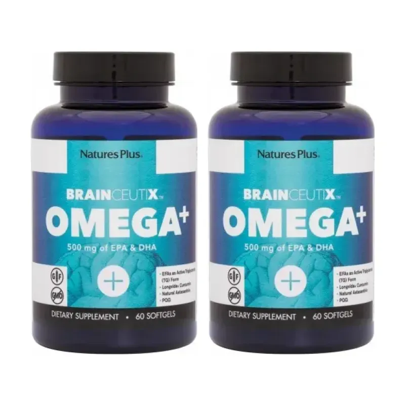 Natures Plus Brainceutix Omega+ Duplo, 2 x 60 perlas. | Farmacia Barata Natures Plus Brainceutix Omega+ Duplo, 2 x 60 perlas. | Farmacia Barata