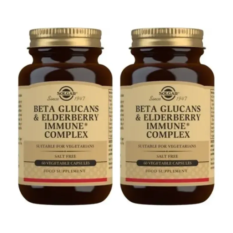 Solgar Beta Glucanos Inmune Complex con Sauco Duplo, 2 x 60 caps. veg. | Farmacia Barata