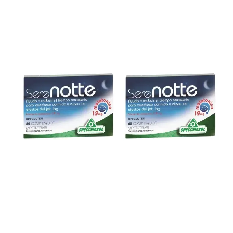 Specchiasol Serenotte Melatonina 1,9mg Duplo, 2 x 60 Comp masticables. | Farmacia Barata Specchiasol Serenotte Melatonina 1,9mg Duplo, 2 x 60 Comp masticables. | Farmacia Barata
