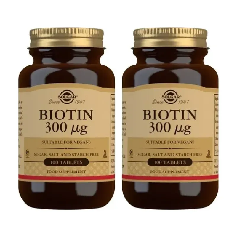 Solgar Biotina 300 mcg Duplo, 2 x 100 Comp. | Farmacia Barata Solgar Biotina 300 mcg Duplo, 2 x 100 Comp. | Farmacia Barata