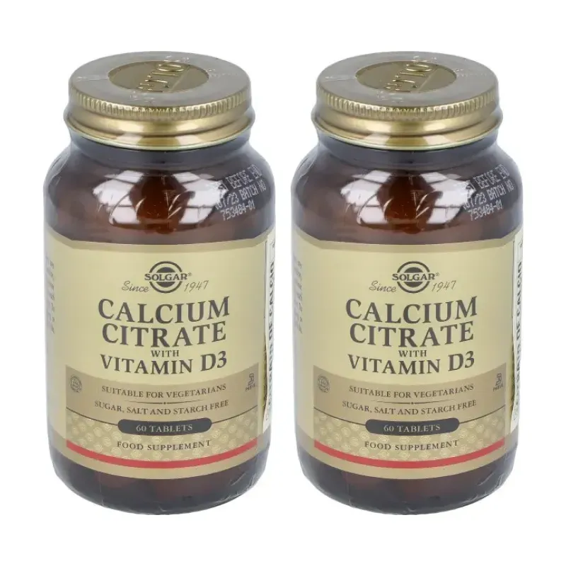 Solgar Calcio Citrato con Vit D3 Duplo, 2 x 60 Compimidos | Farmacia Barata Solgar Calcio Citrato con Vit D3 Duplo, 2 x 60 Compimidos | Farmacia Barata
