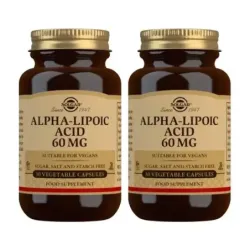 Solgar Acido Alfa Lipoico 60 mg Duplo, 2 x 30 Cápsulas Vegetales.
