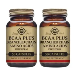 Solgar B.C.A.A. Plus 500 mg Duplo, 2 x 50 Cápsulas Vegetales.